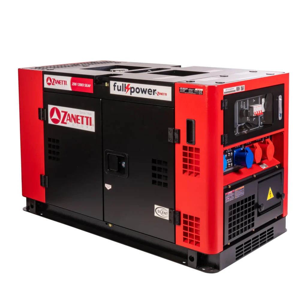 Zanetti ZDG 12003 SEAV – Generatore Diesel Full Power Silenziato 12,5 kW Monofase/Trifase con AVR