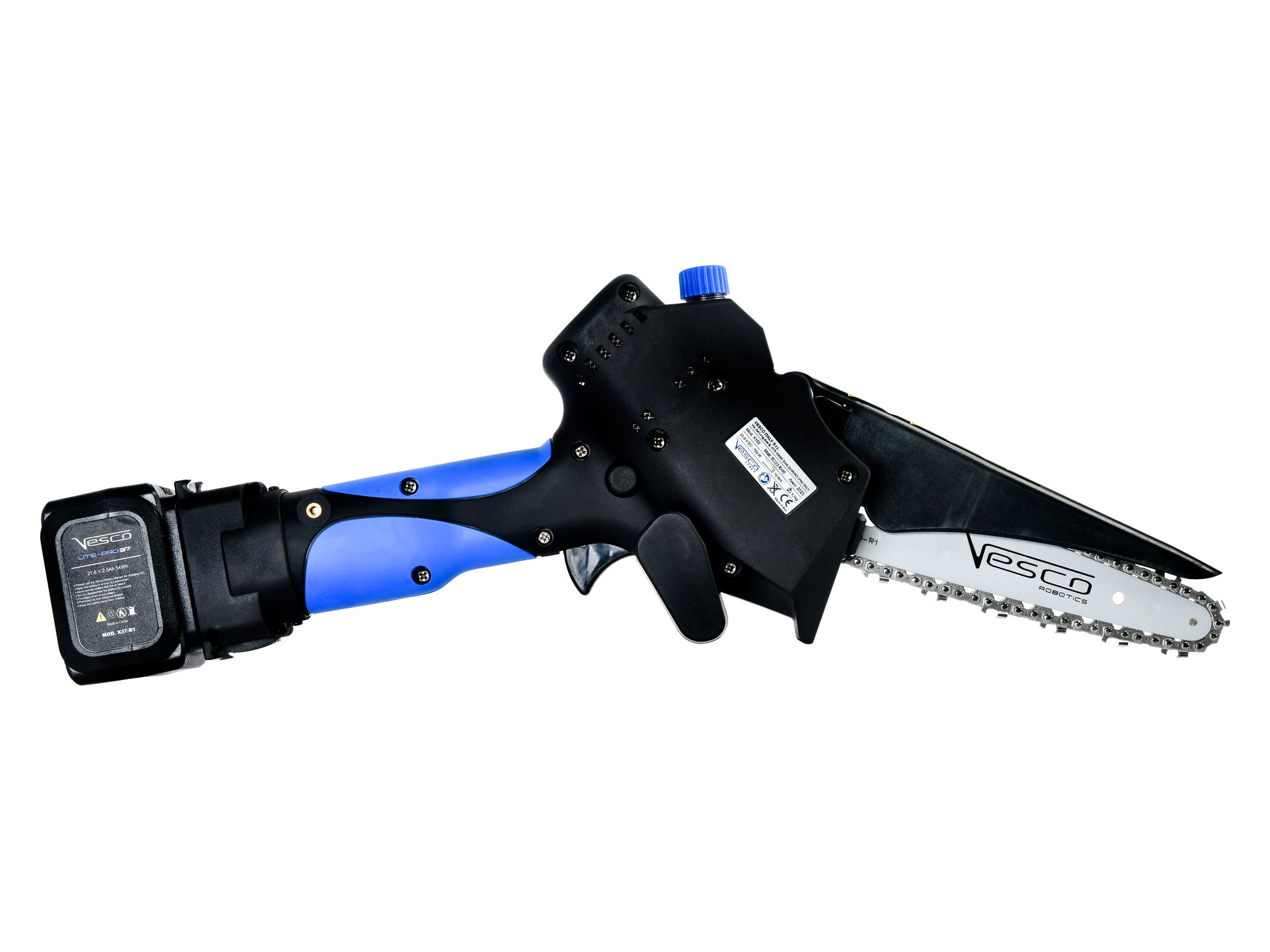 Motosega Prof. X150.1 Cordless 21,6V (Lub. Aut.) con doppia unità LitePRO 54 – Potatore a catena CORDLESS 150mm