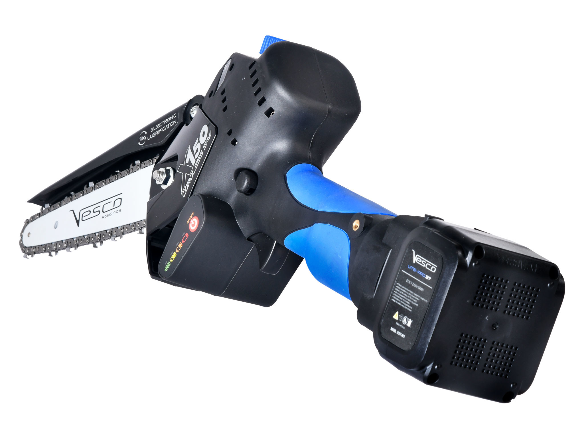Motosega Prof. X150.1 Cordless 21,6V (Lub. Aut.) con doppia unità LitePRO 54 – Potatore a catena CORDLESS 150mm