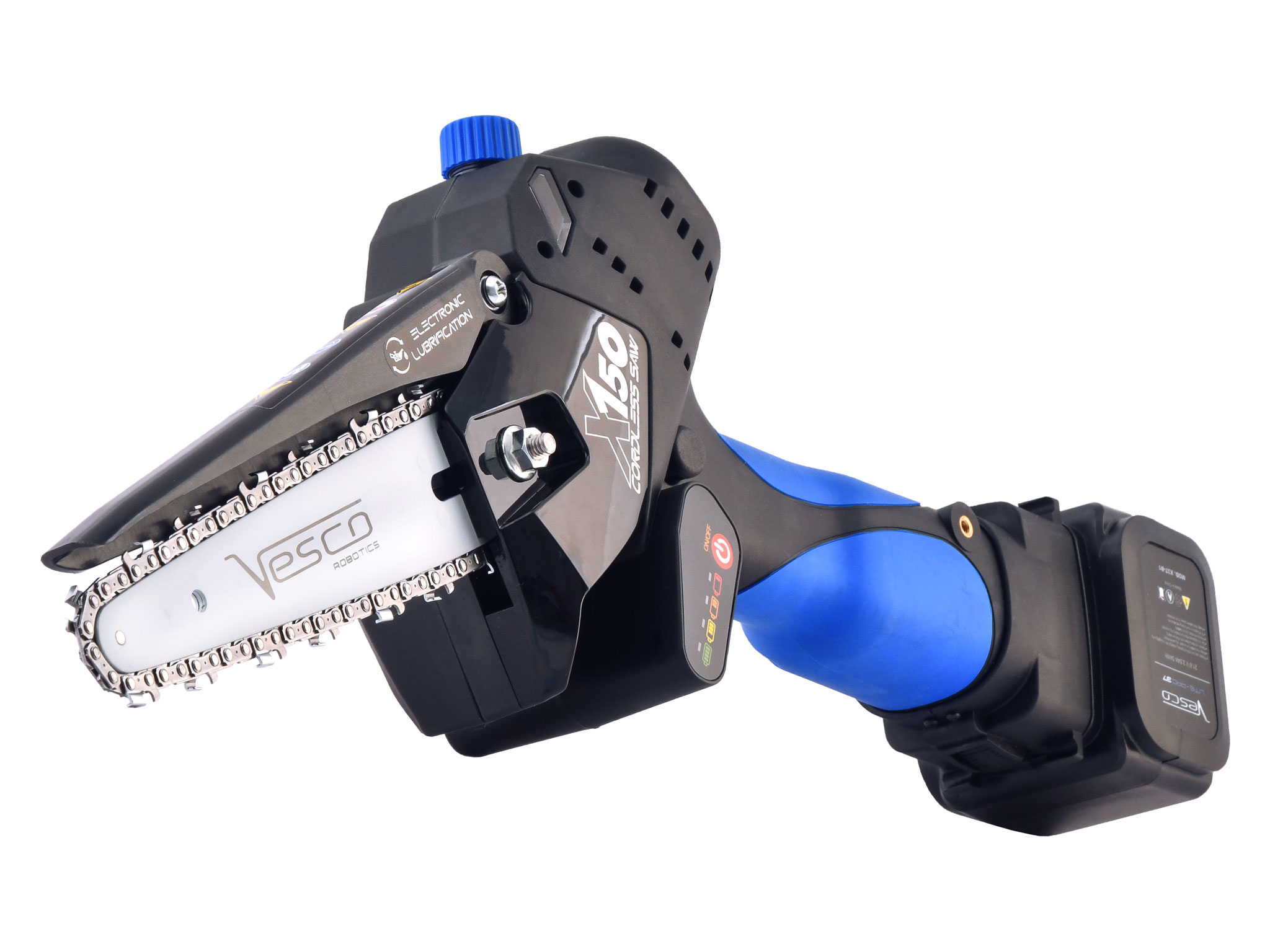 Motosega Prof. X150.1 Cordless 21,6V (Lub. Aut.) con doppia unità LitePRO 54 – Potatore a catena CORDLESS 150mm