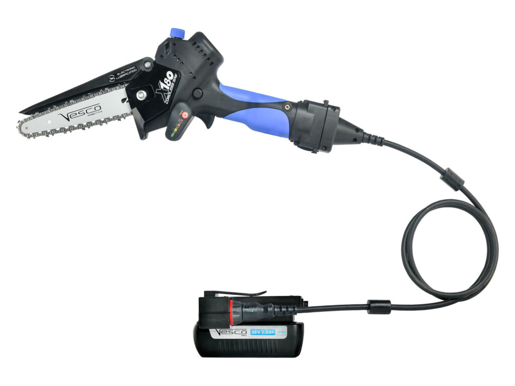 Motosega Vesco Prof. X180.1 21,6V (Lub. Aut.) con unità di potenza LitePRO 90 – Potatore a catena SUPERFAST 180mm