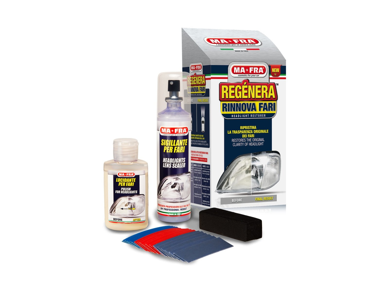 Kit Regénera Fari Mafra – Kit Rigenerante e Protettivo per Fari Auto