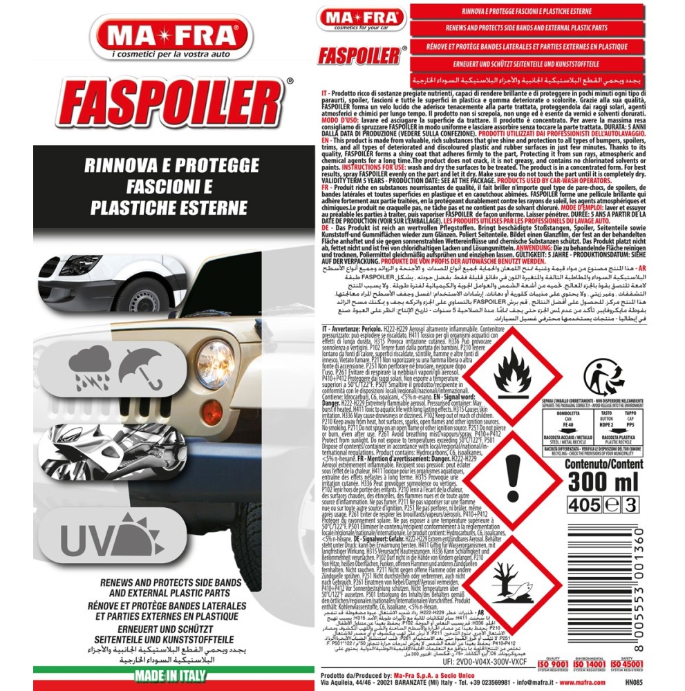 Faspoiler – Rinnovatore e Protettivo per Plastiche Auto 300 ml
