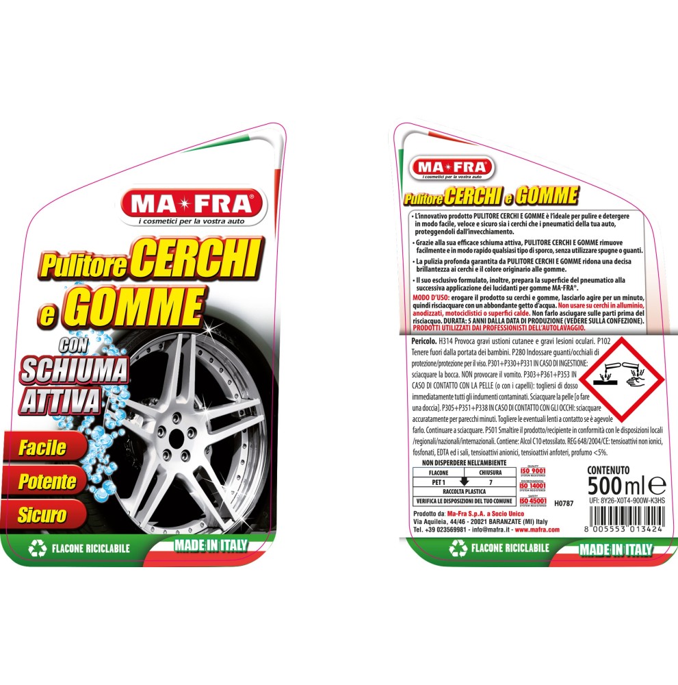 Pulitore Cerchi e Gomme – Detergente Professionale 2in1 per Cerchi in Lega e Pneumatici