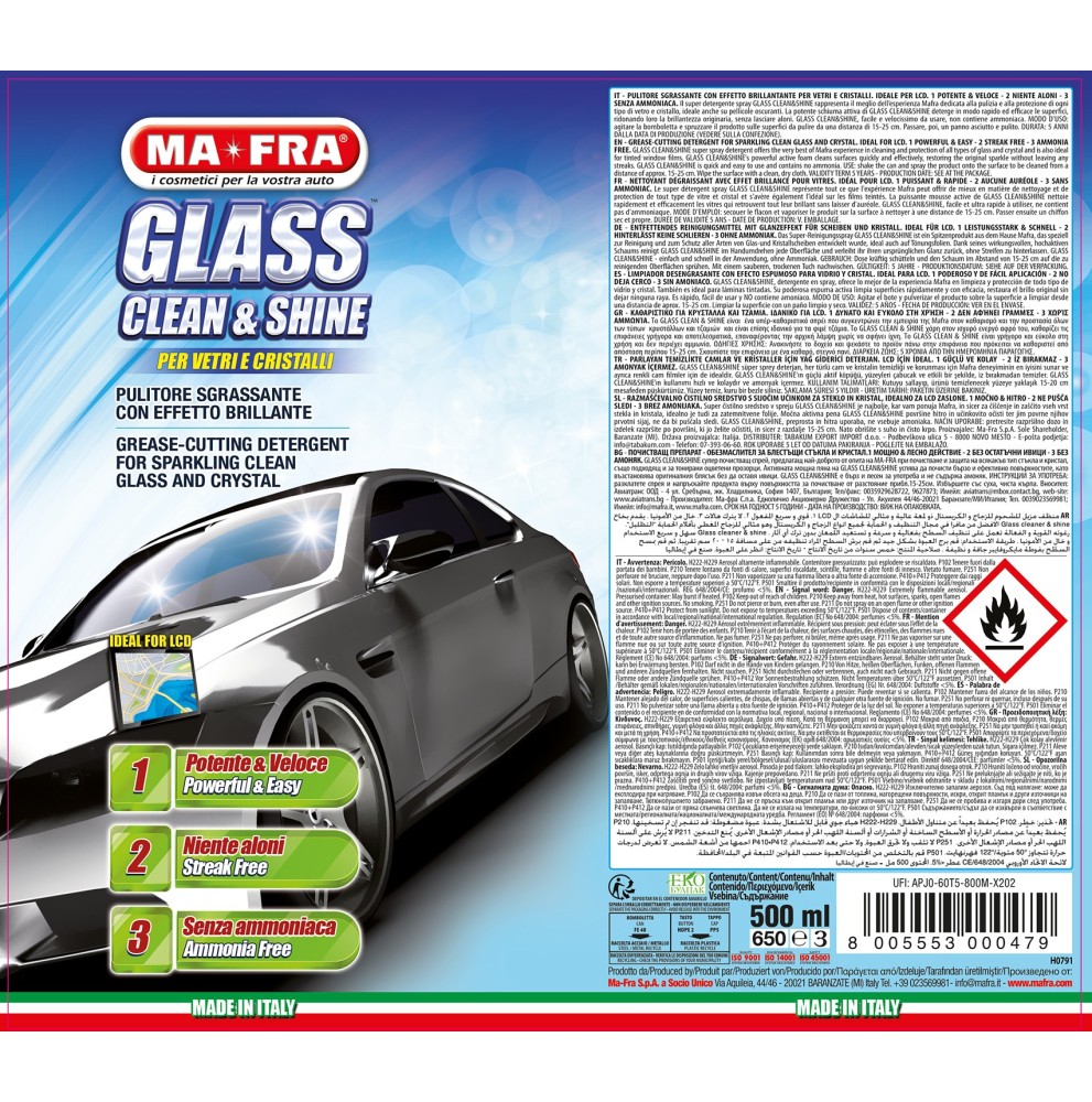 Glass Clean & Shine – Pulitore Vetri Sgrassante Professionale 300 ml