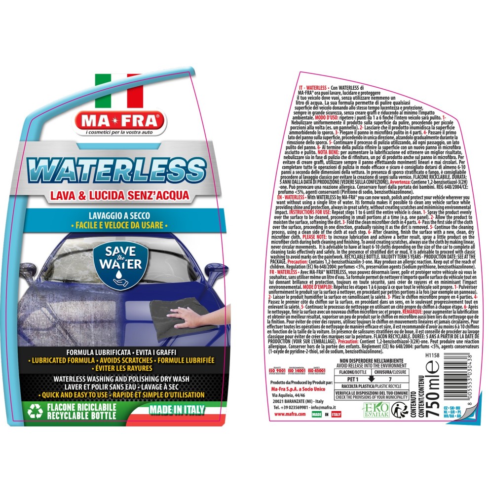 Waterless – Lava e Lucida Auto Senza Acqua Ma-Fra