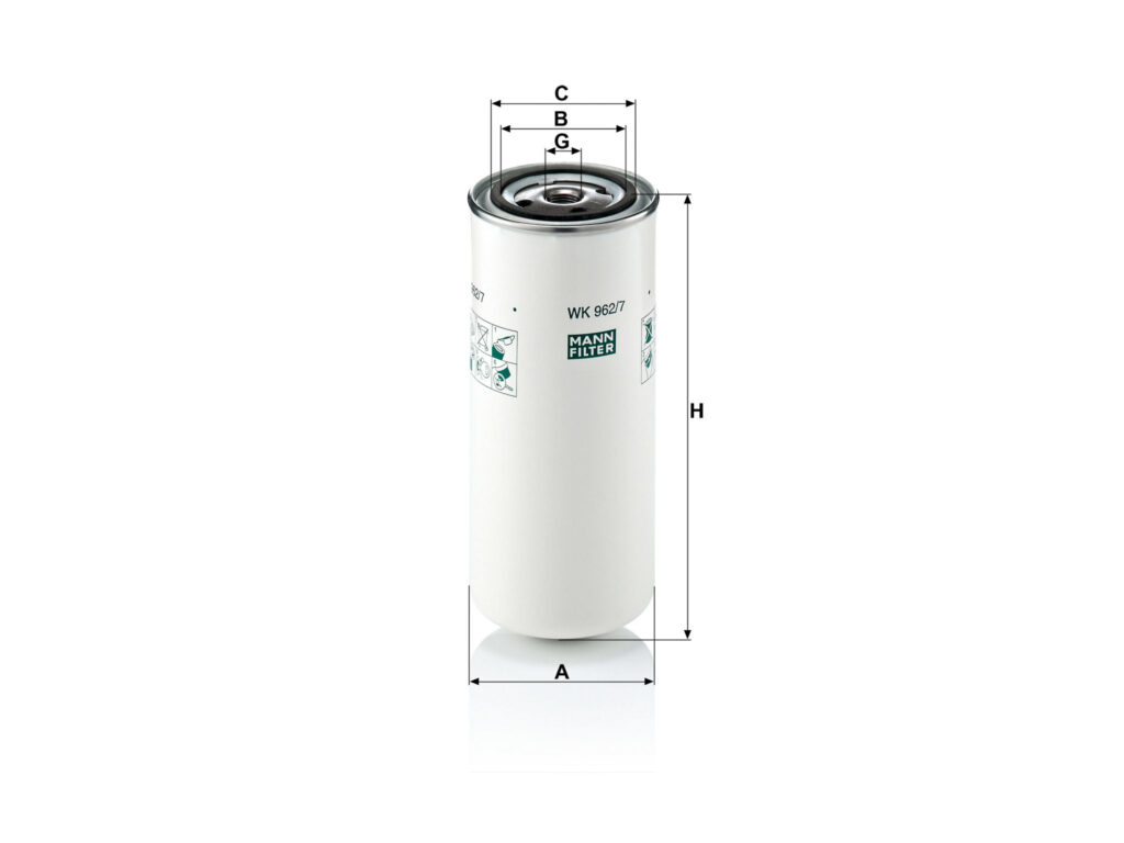 Filtro carburante MANN-FILTER WK962/7 – per Volvo Trucks, Renault Trucks, Bomag, Dynapac
