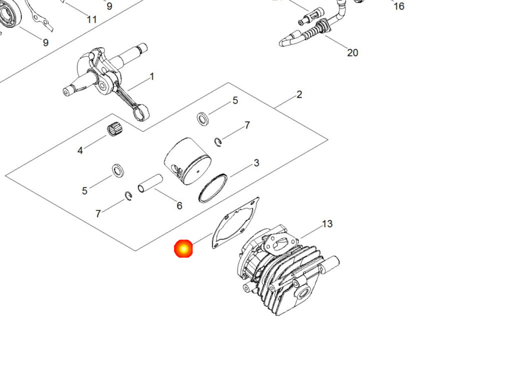 Echo ECRV100000830 – Guarnizione cilindro originale per motoseghe CS-2511TES-C / CS-2511WES