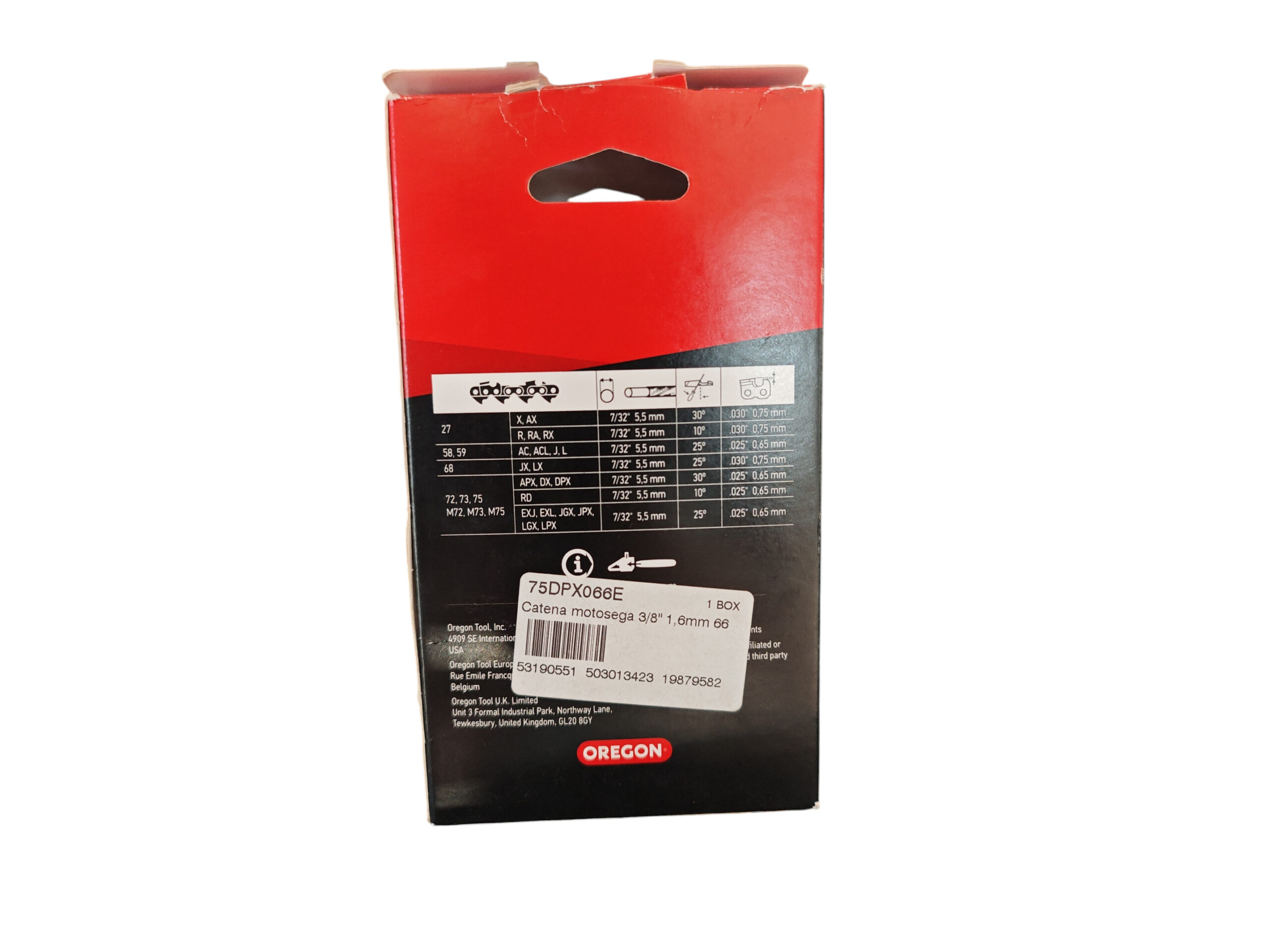 75DPX066E Catena motosega Oregon 3/8″ 1,6 mm 66 maglie – Semi Chisel Versacut