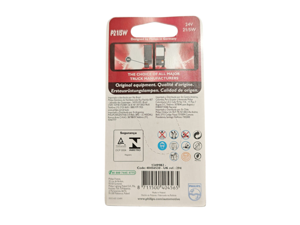 2x Lampadina P21/5W 24V BAY15d PHILIPS 13499B2