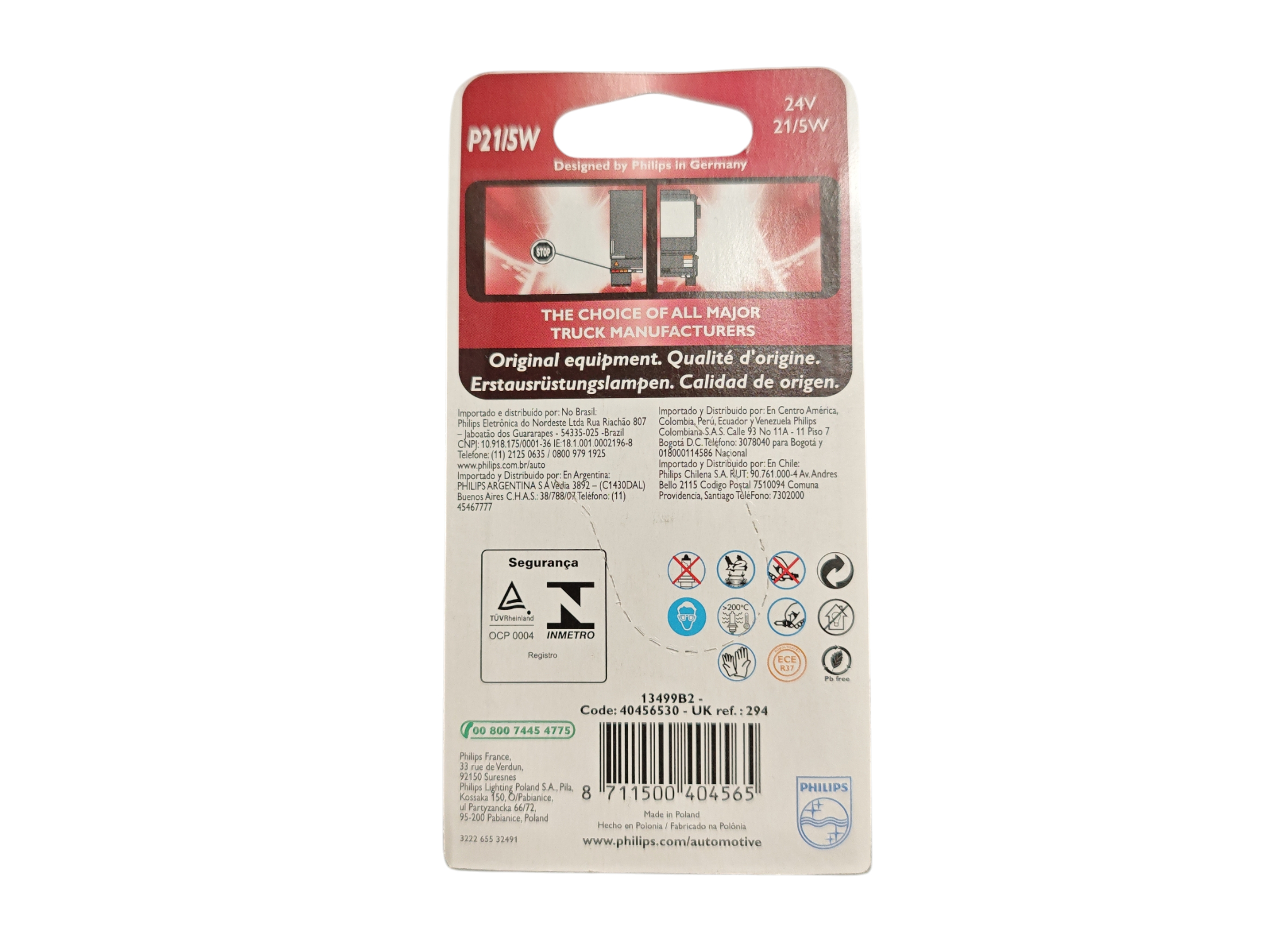 2x Lampadina P21/5W 24V BAY15d PHILIPS 13499B2