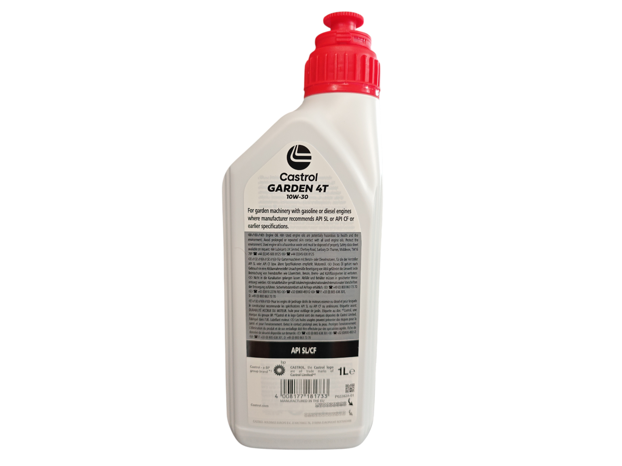 Castrol Garden 10W30 – Olio motore 4T per attrezzature da giardinaggio e macchine agricole 1lt