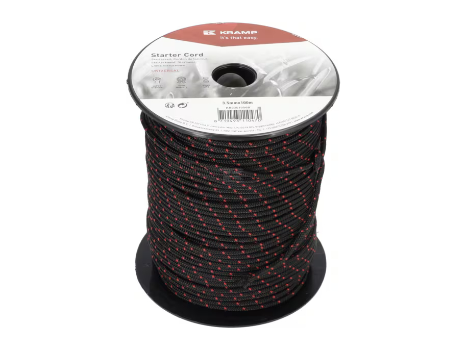 Fune di avviamento in nylon intrecciato 3,5 mm x 100 m nera Kramp