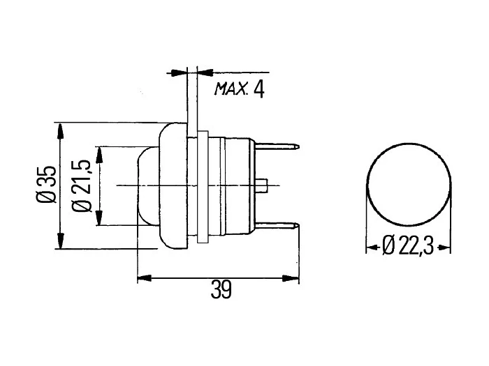 Hella 6JF001571041 – Interruttore Avviamento Push 2 Pin Ø22,3mm 20A IP54