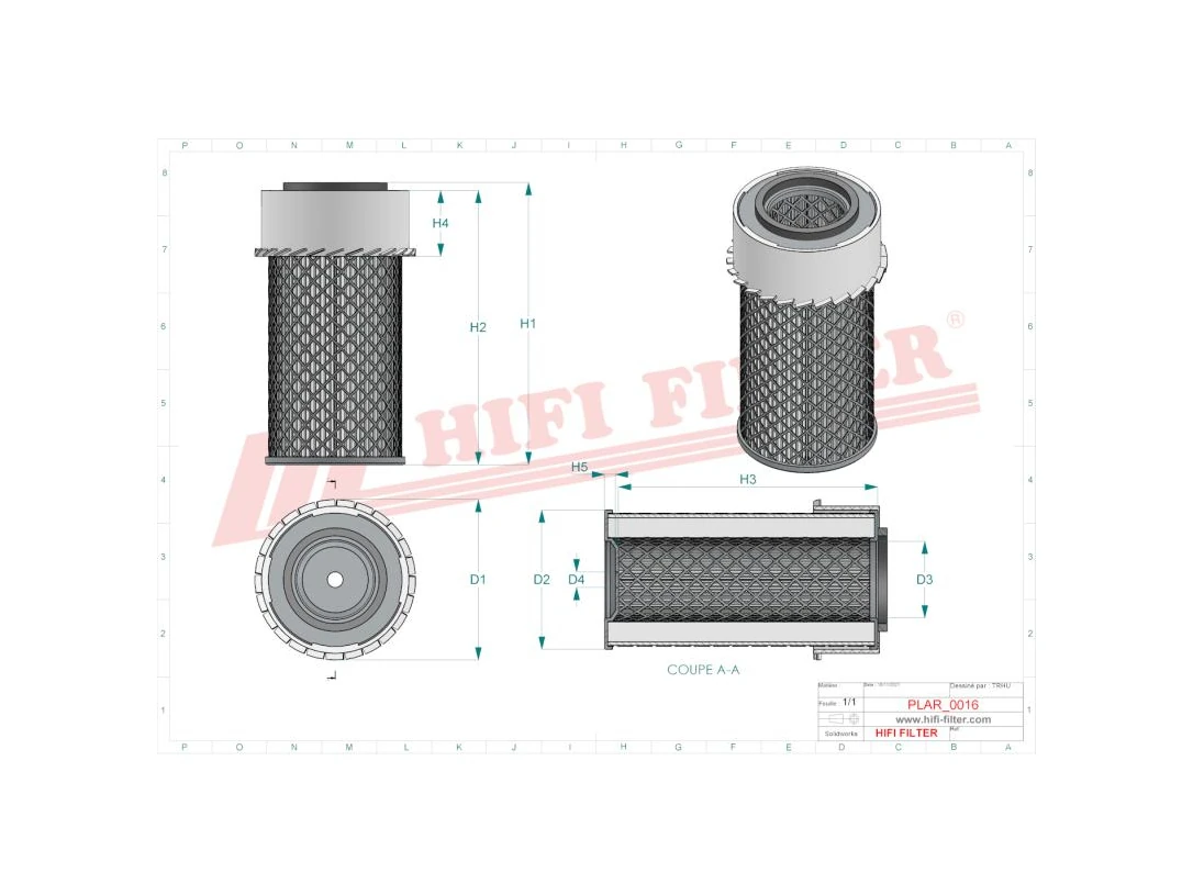 HIFI FILTER SA11780K Filtro Aria per Trattori John Deere Same Fiat JCB Caterpillar Iveco Massey Ferguson