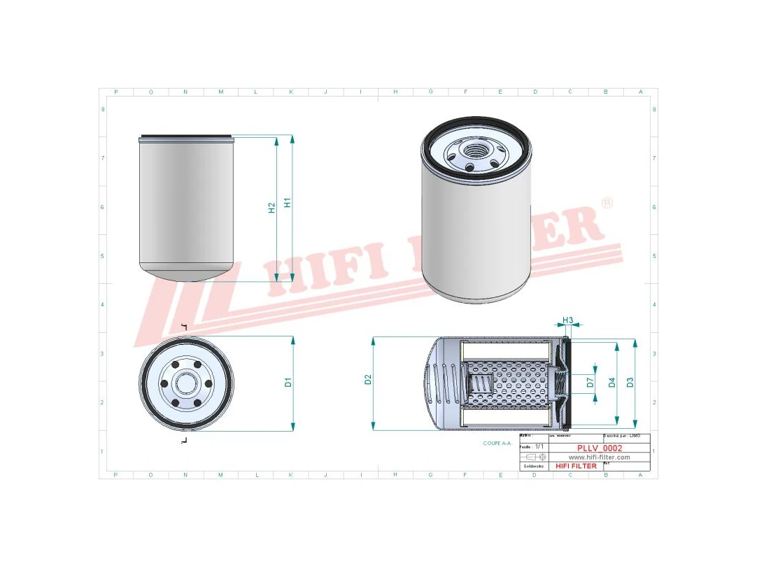 HIFI Filter SO480 Filtro Olio Spin-On Compatibile Citroën Peugeot Caterpillar